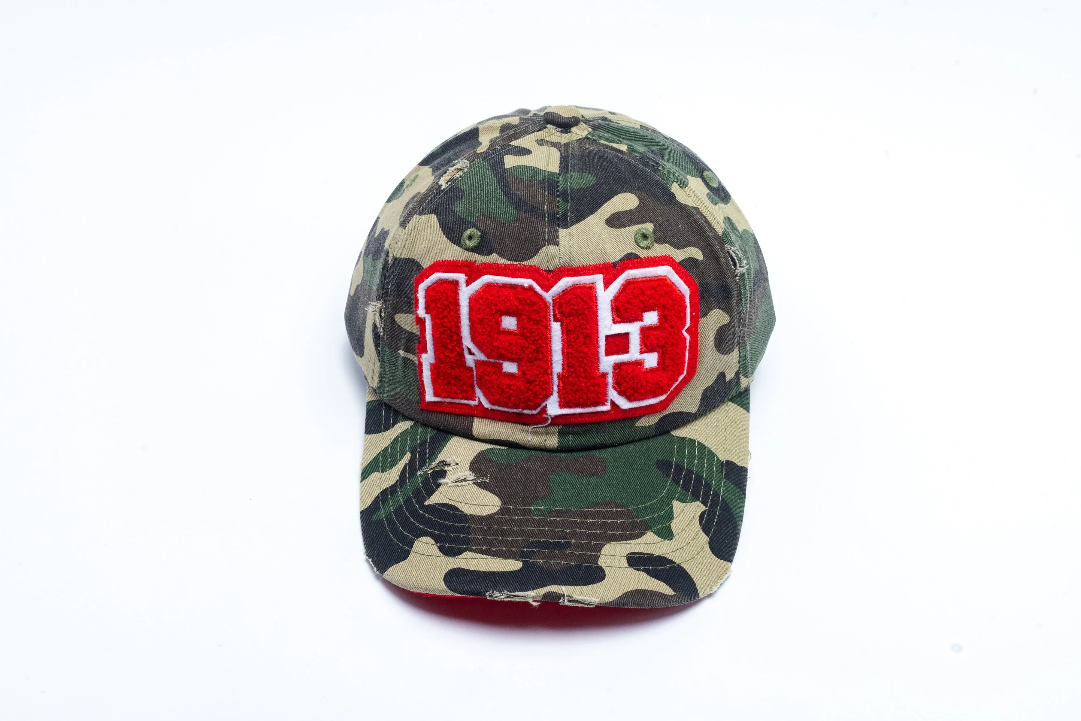 1913 Delta Sigma Theta Distressed Camo Chenille Cap - Image 4