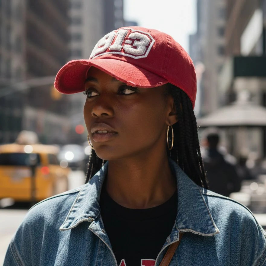 1913 Delta Sigma Theta Crimson Distressed Chenille Cap - Image 3