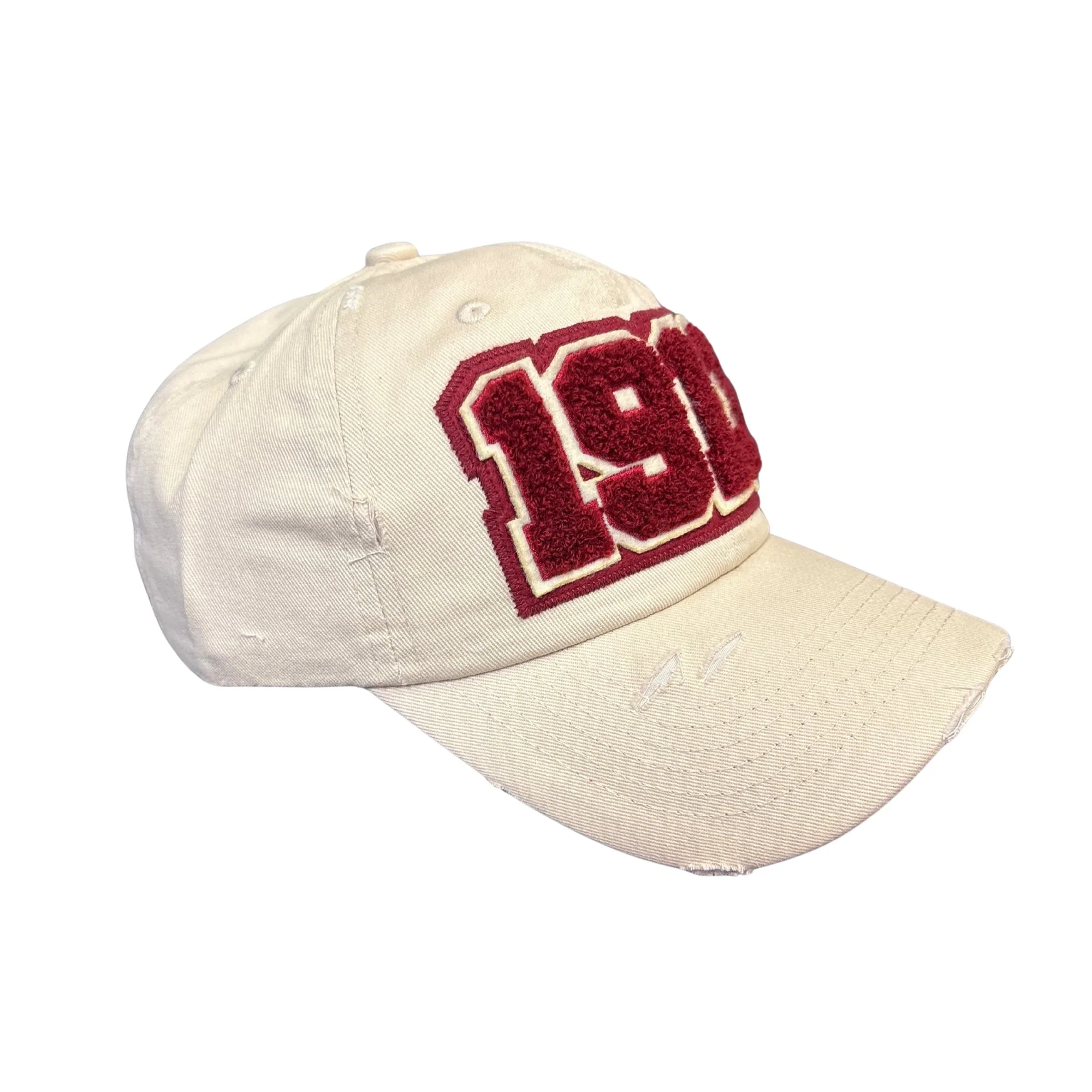 1913 Delta Sigma Theta Cream Distressed Chenille Cap - Image 3