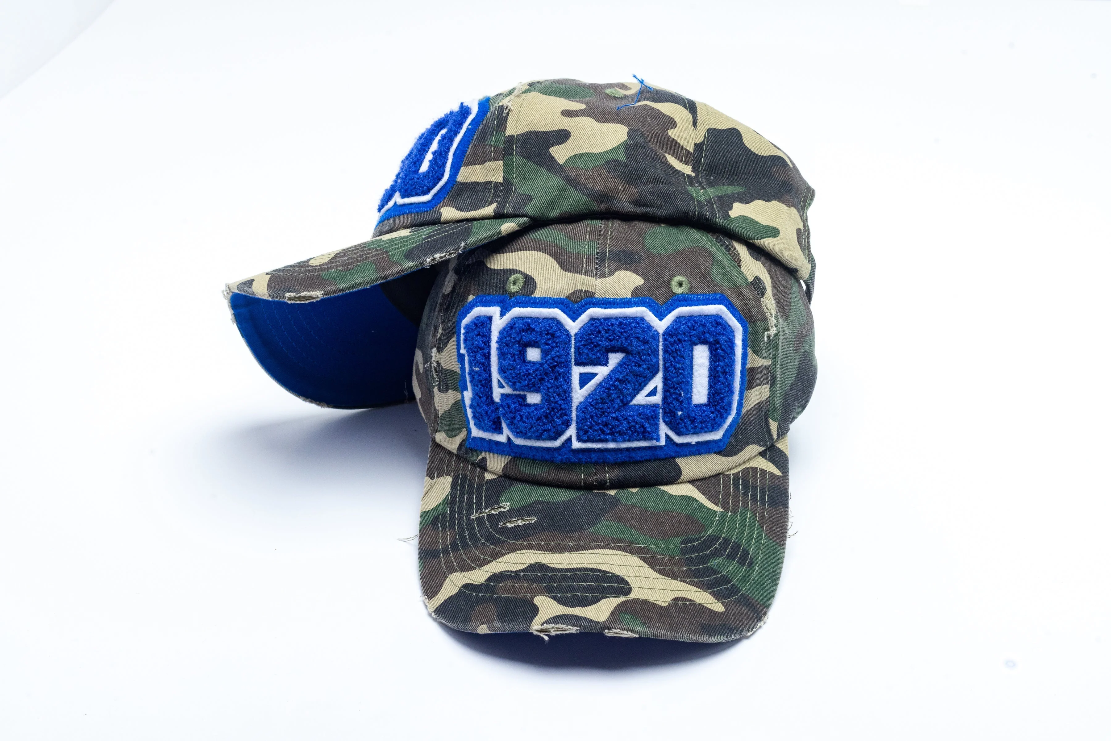 1920 Zeta Phi Beta Distressed Camo Chenille Cap - Image 3