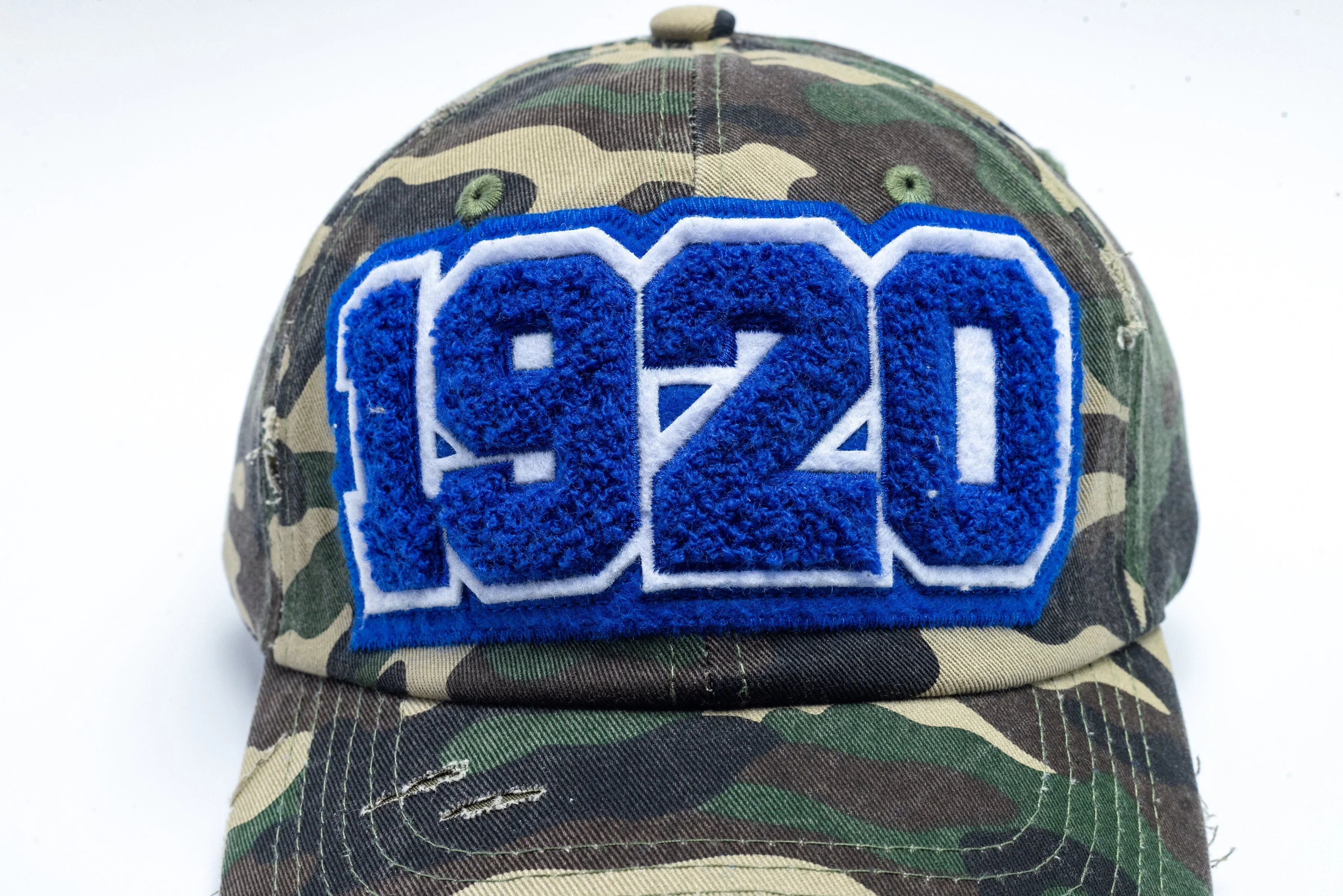 1920 Zeta Phi Beta Distressed Camo Chenille Cap - Image 4