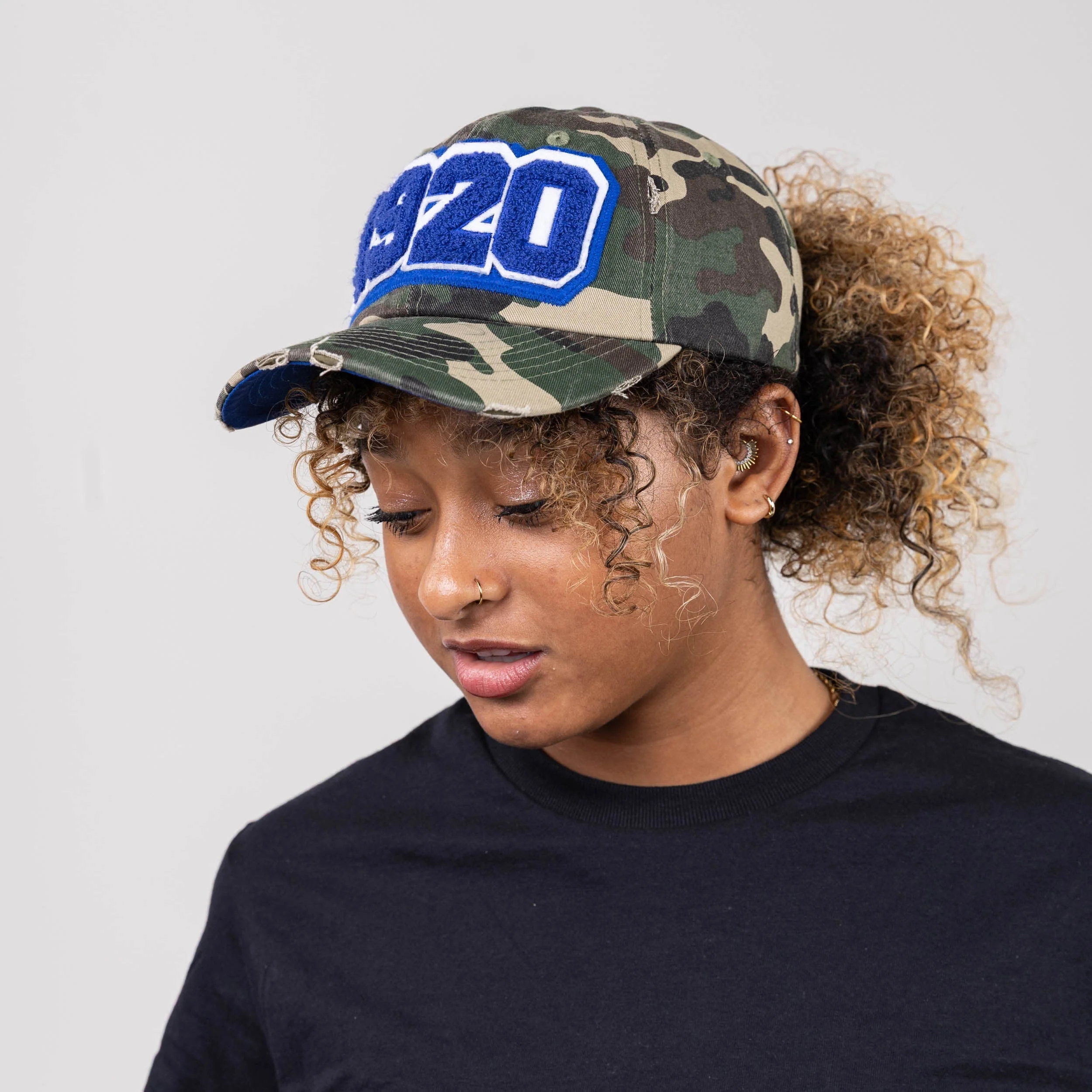 1920 Zeta Phi Beta Distressed Camo Chenille Cap - Image 8
