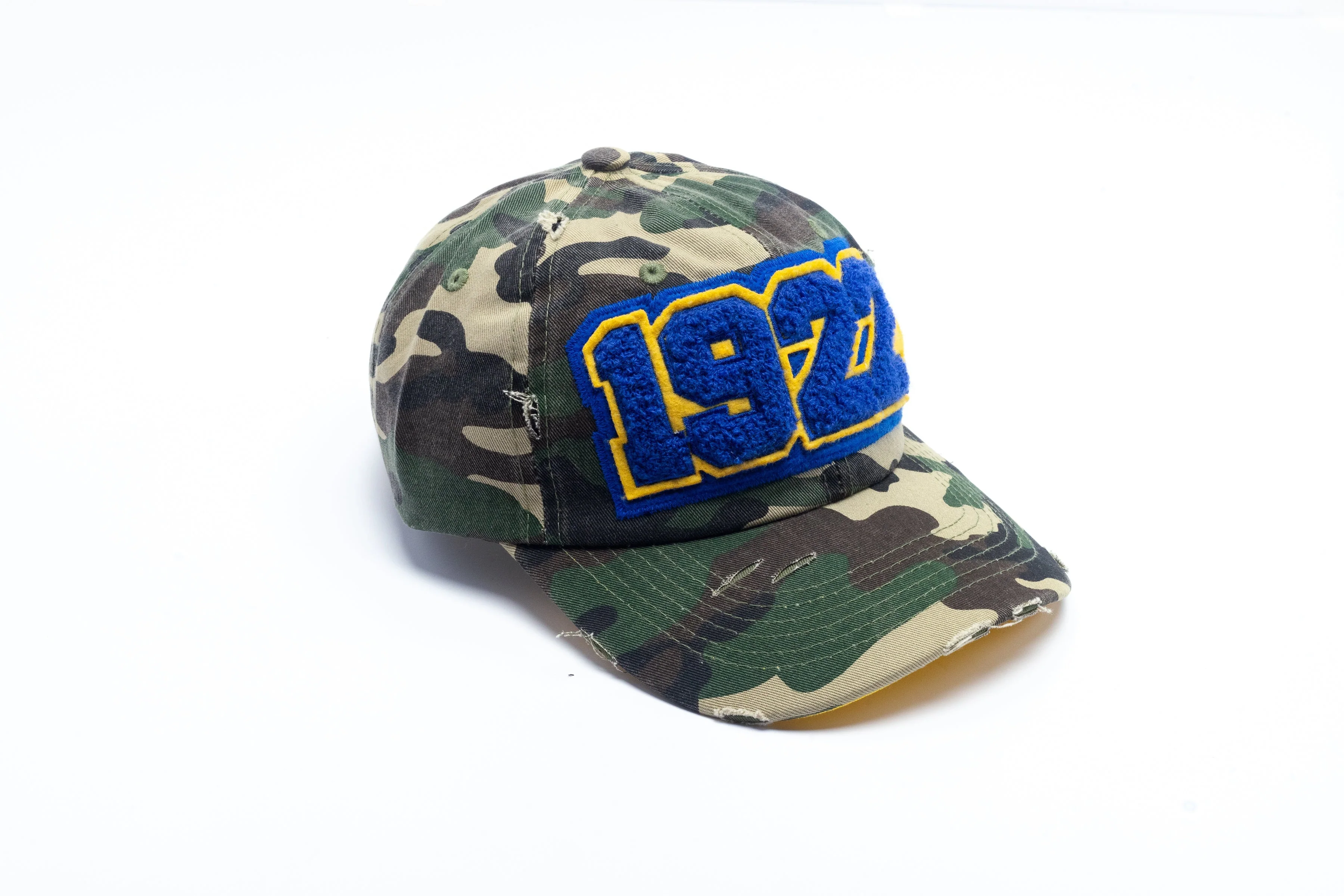 1922 Sigma Gamma Rho Distressed Camo Chenille Cap - Image 4