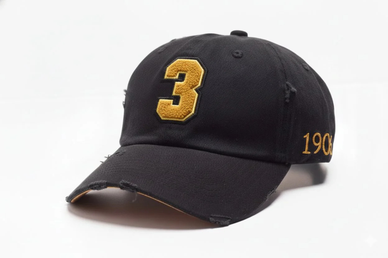 Alpha Phi Alpha Black Chenille Cap with Line Number - Image 3