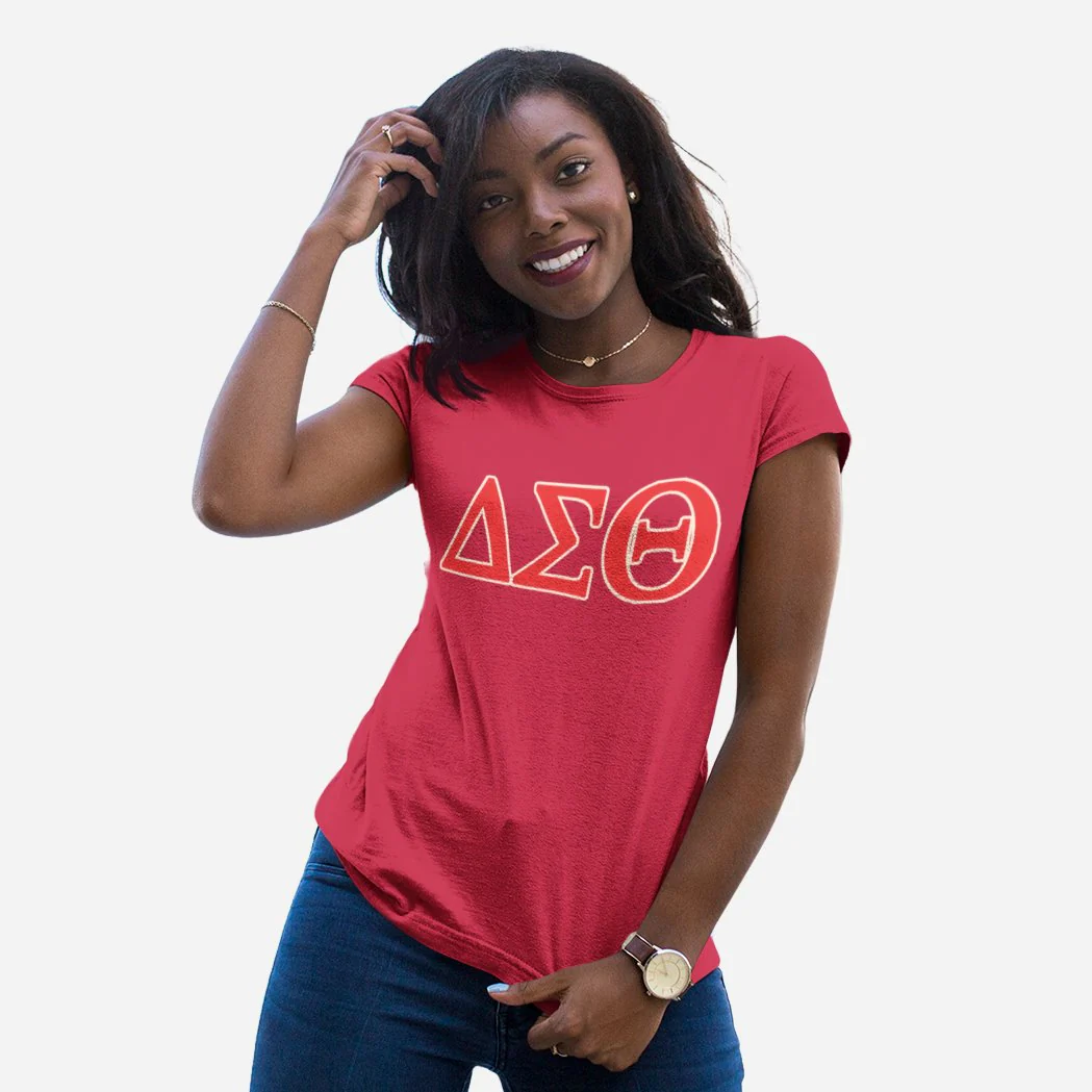 Delta Sigma Theta Distressed Letter Tee/Sweatshirt - Image 3