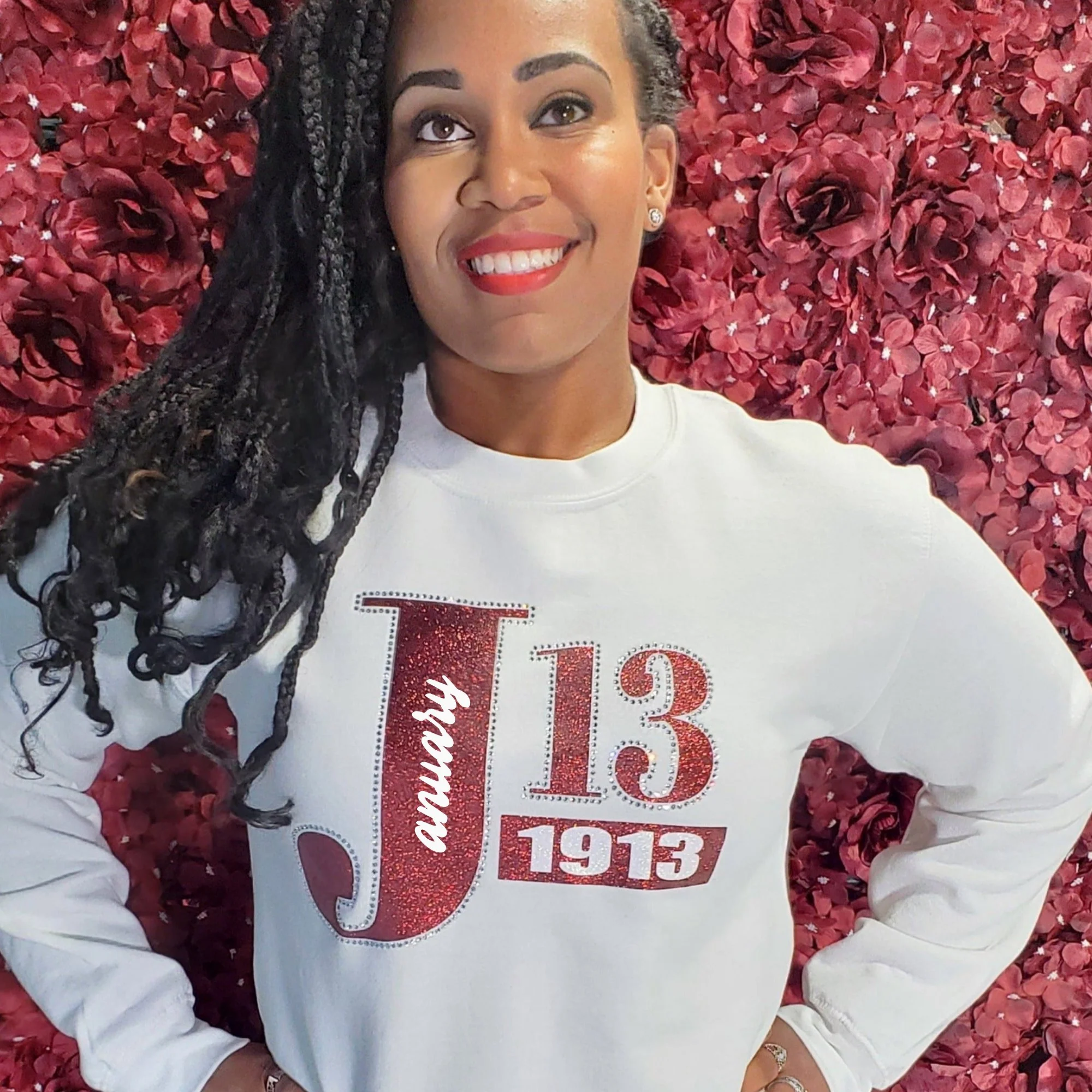 Delta Sigma Theta "January 13" 1913 Bling and Rhinestone Sweatshirt / Tshirt - Image 3