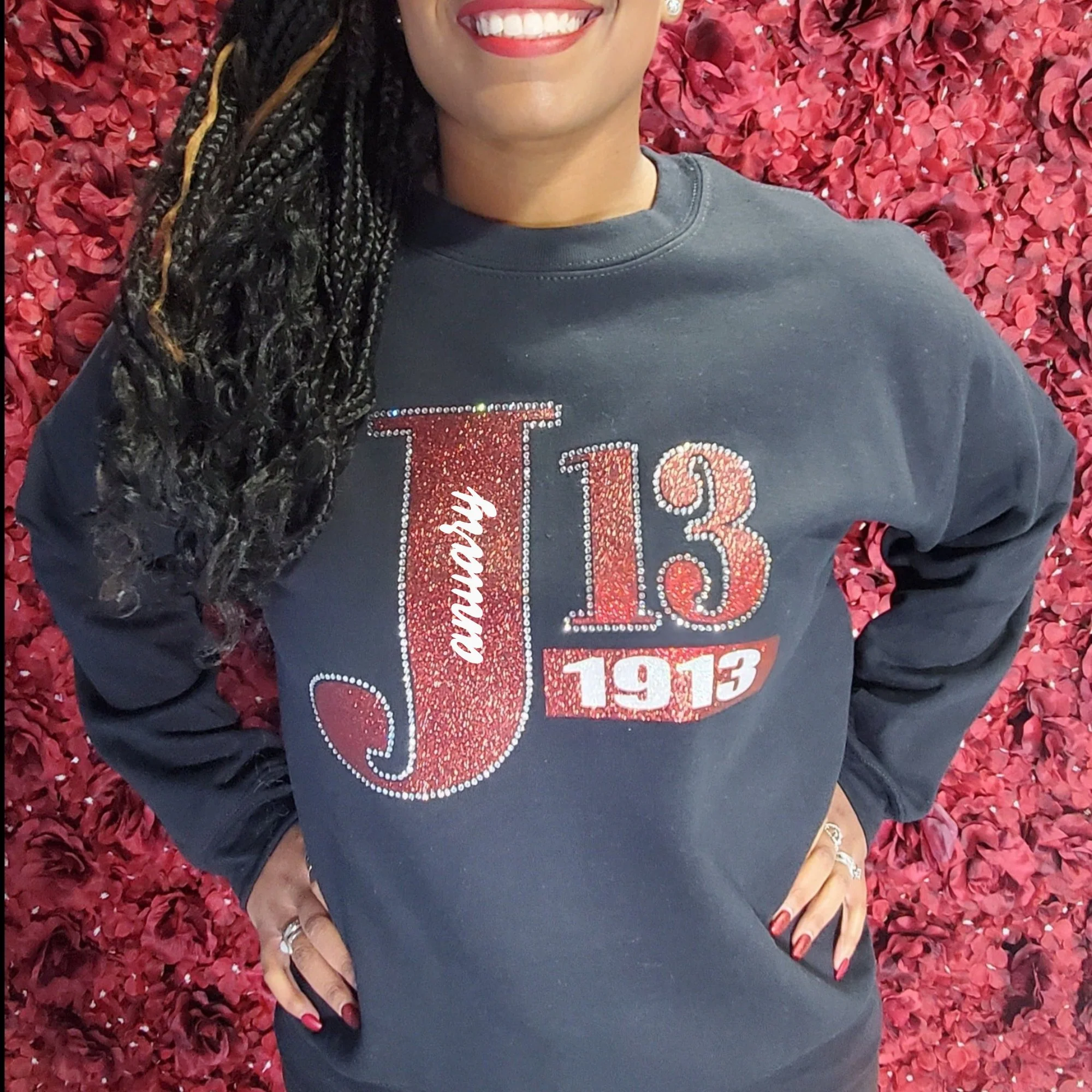 Delta Sigma Theta "January 13" 1913 Bling and Rhinestone Sweatshirt / Tshirt - Image 4