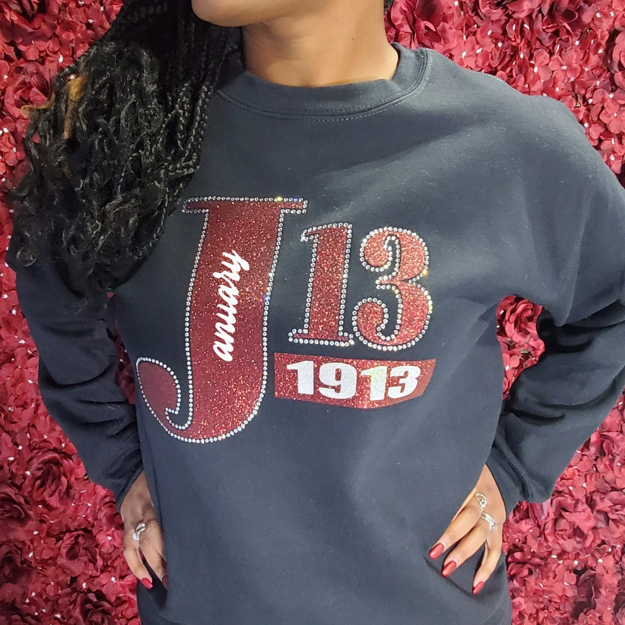 Delta Sigma Theta "January 13" 1913 Bling and Rhinestone Sweatshirt / Tshirt - Image 5