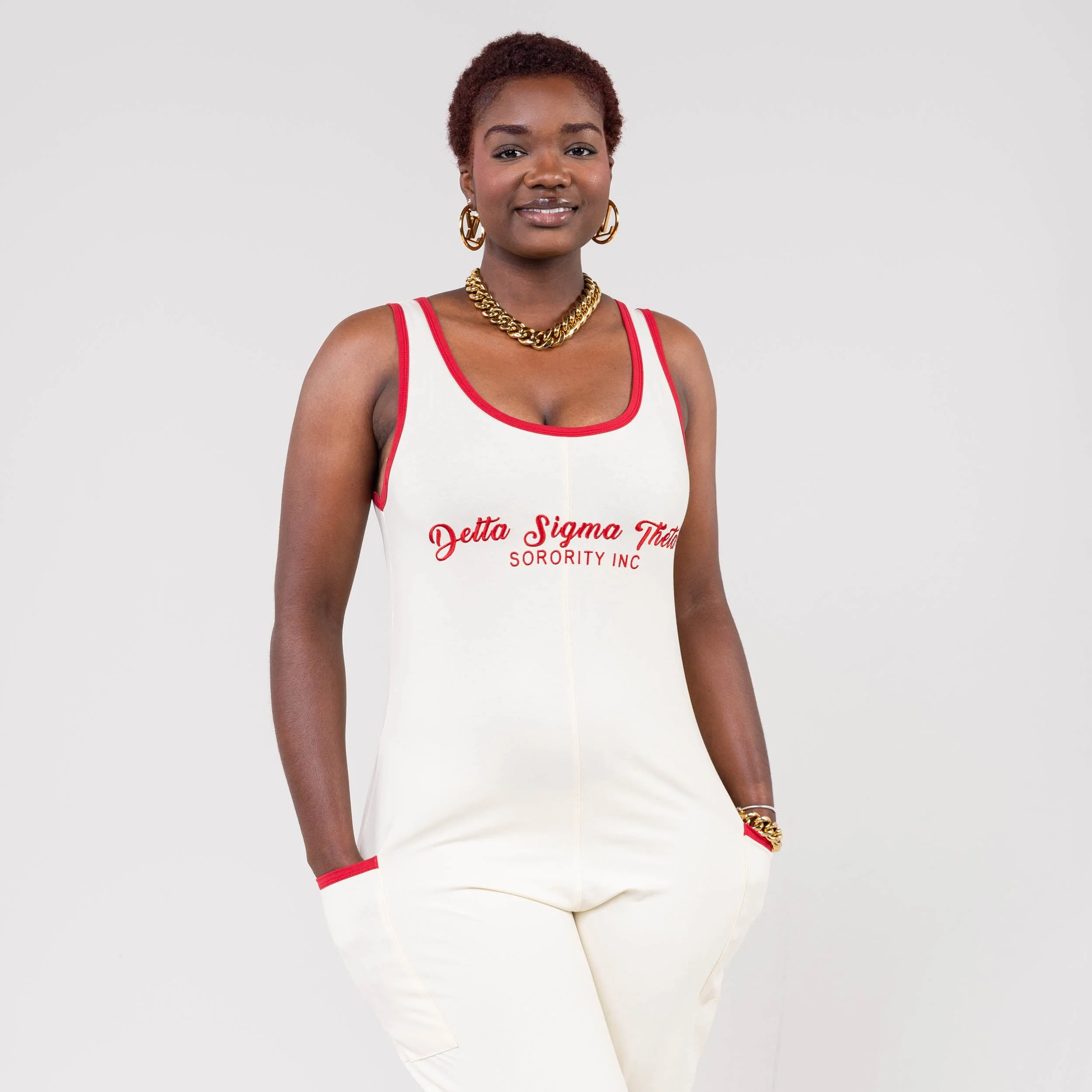 Delta Sigma Theta Romper Cream - Image 3