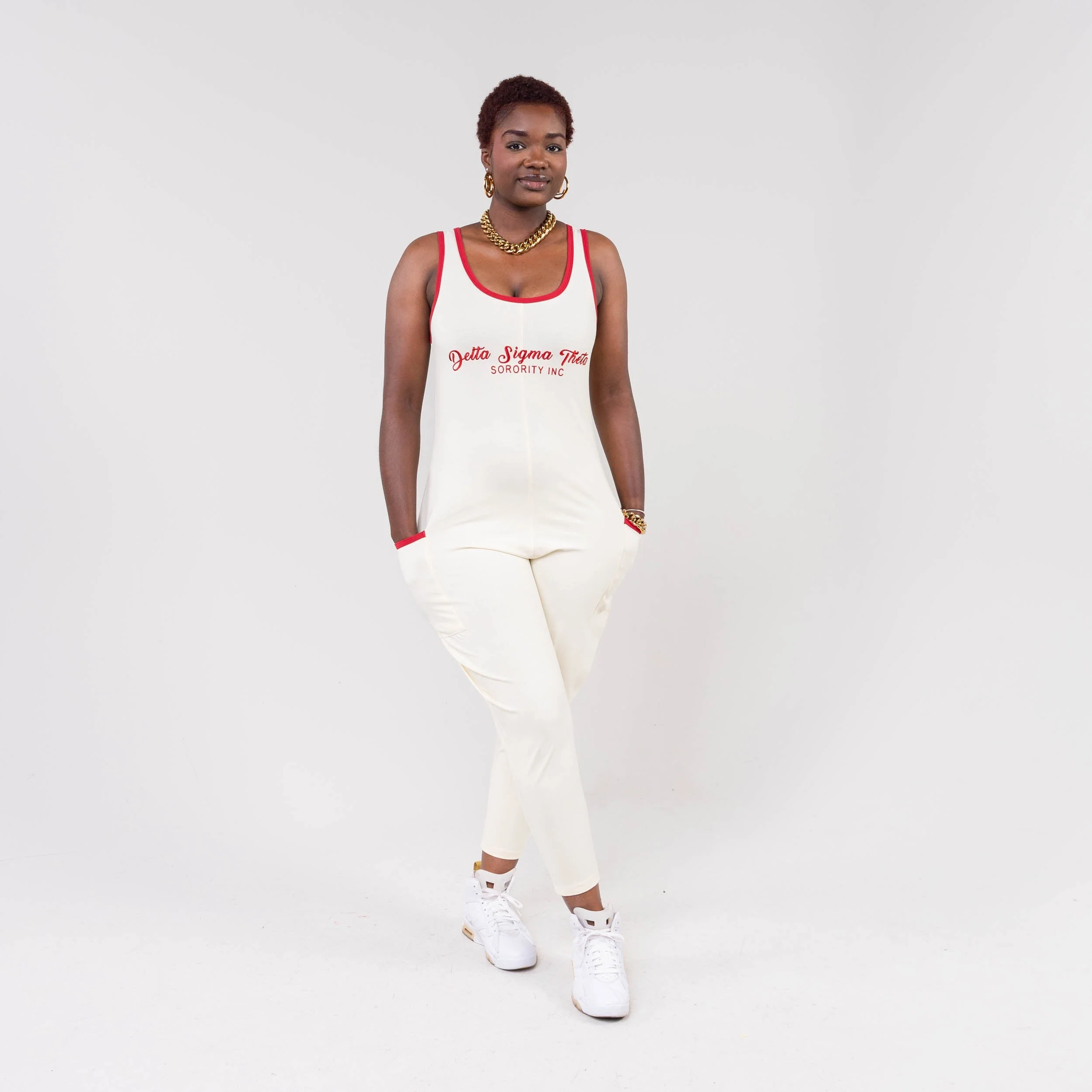 Delta Sigma Theta Romper Cream - Image 5