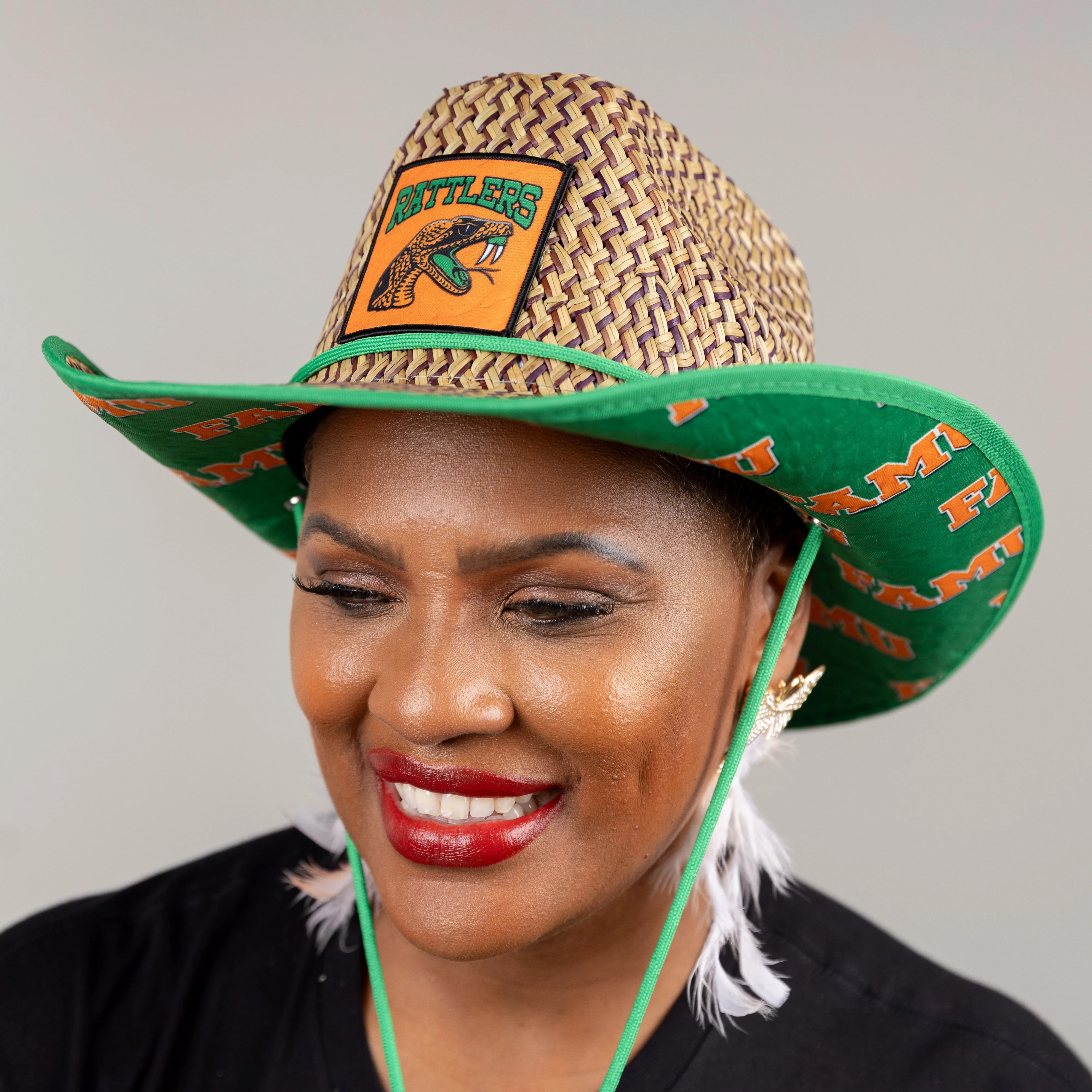 Florida A&M University (FAMU) Straw Cowboy Hat with Strap - Image 3