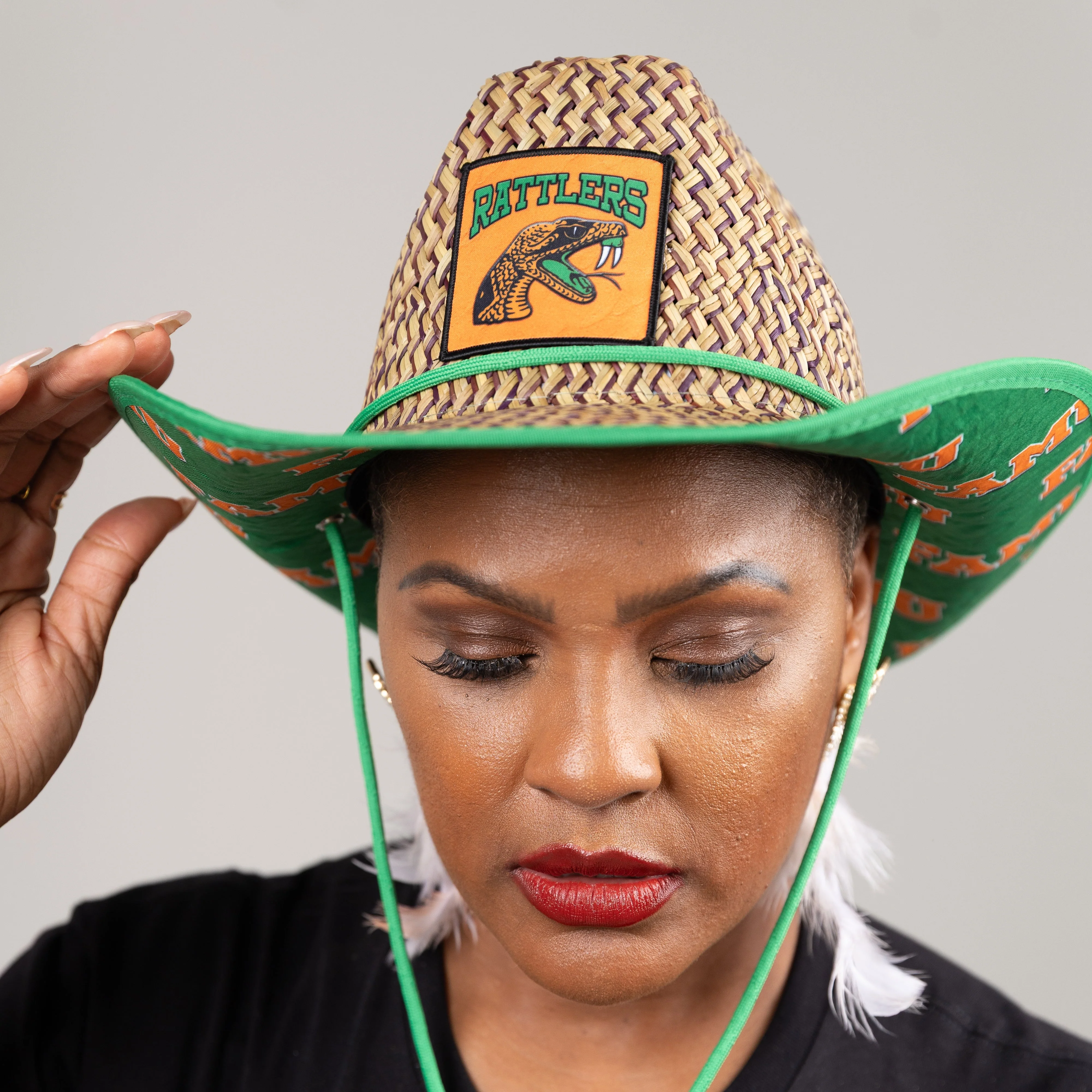 Florida A&M University (FAMU) Straw Cowboy Hat with Strap - Image 4
