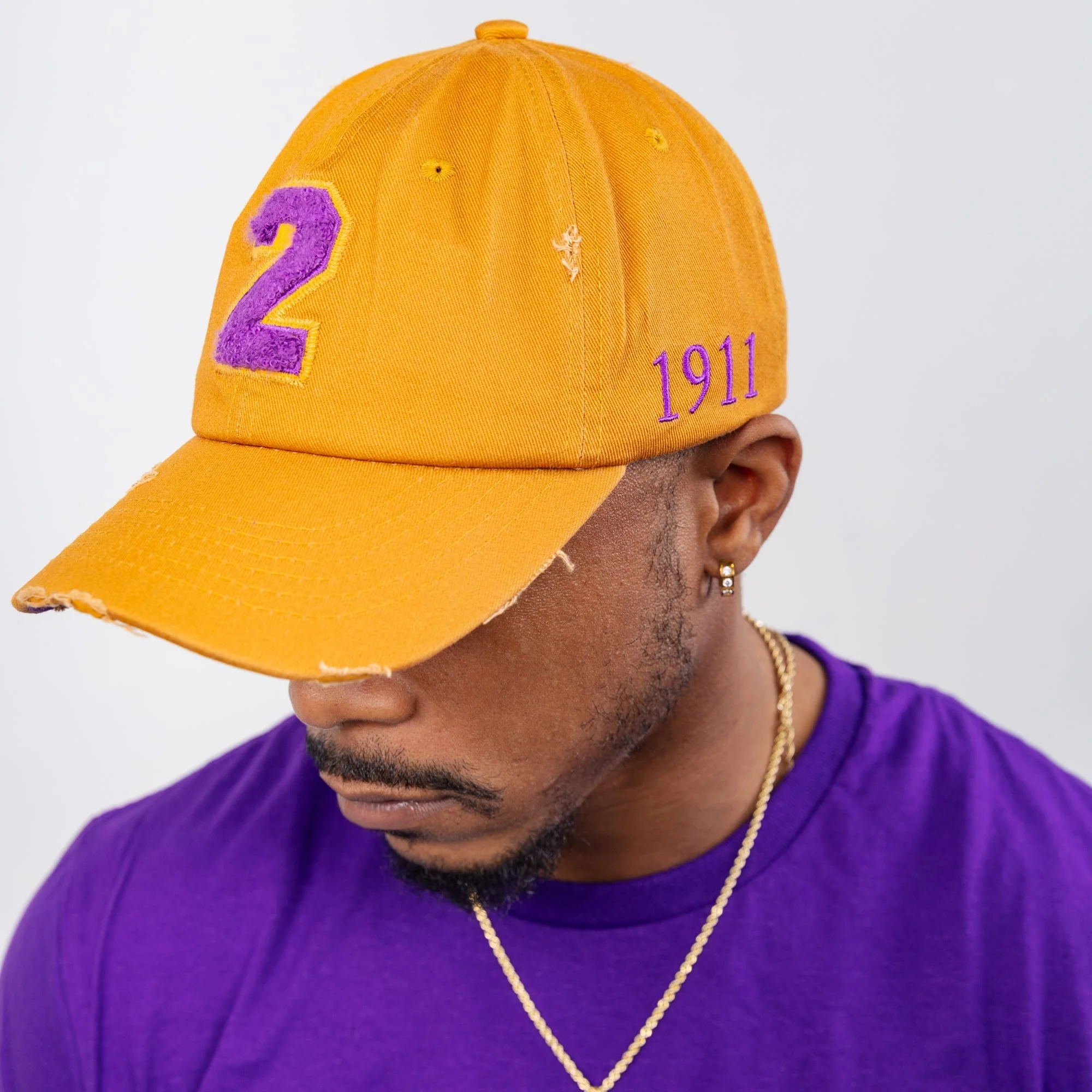 Omega Psi Phi Gold Chenille Cap with Line Number - Image 6