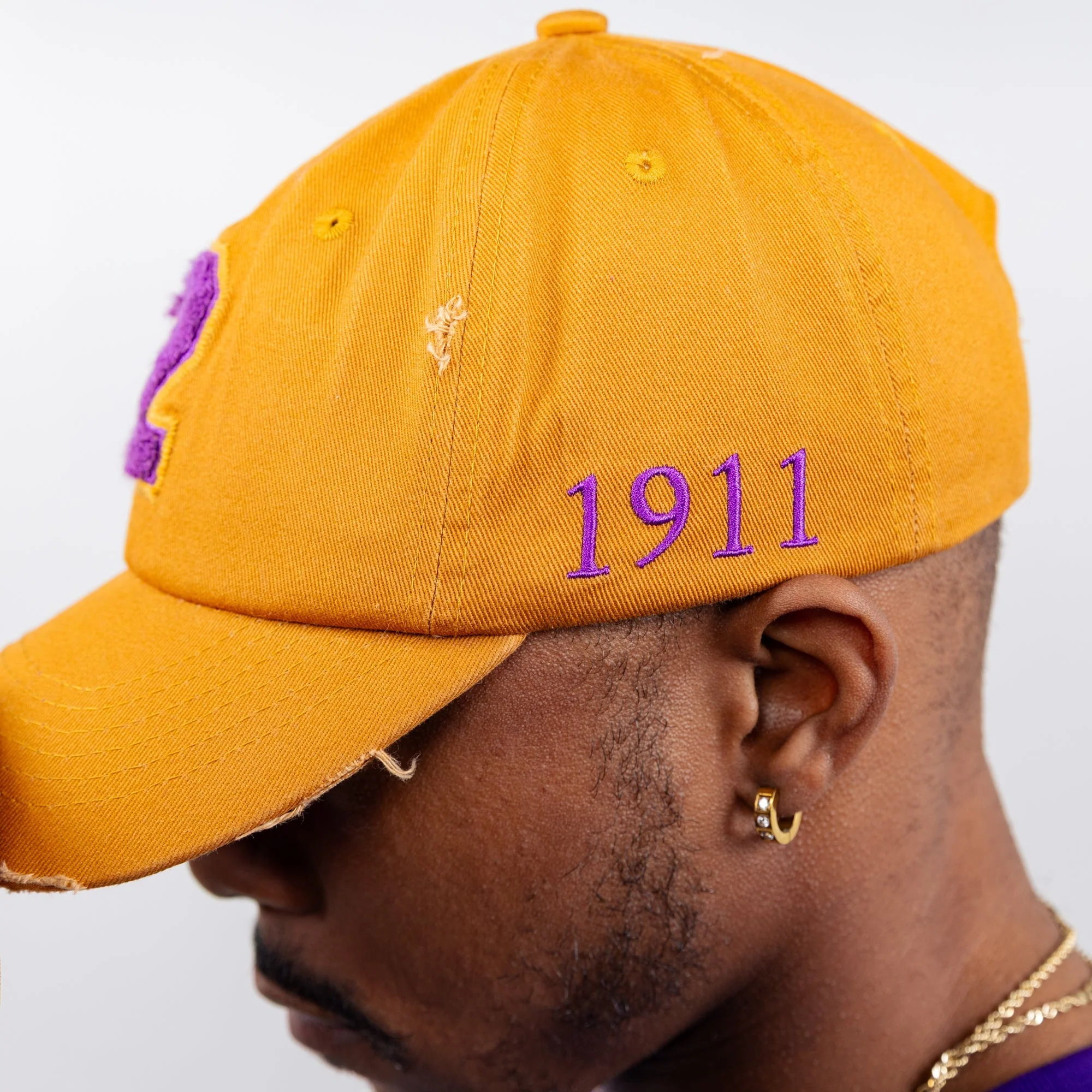 Omega Psi Phi Gold Chenille Cap with Line Number - Image 7