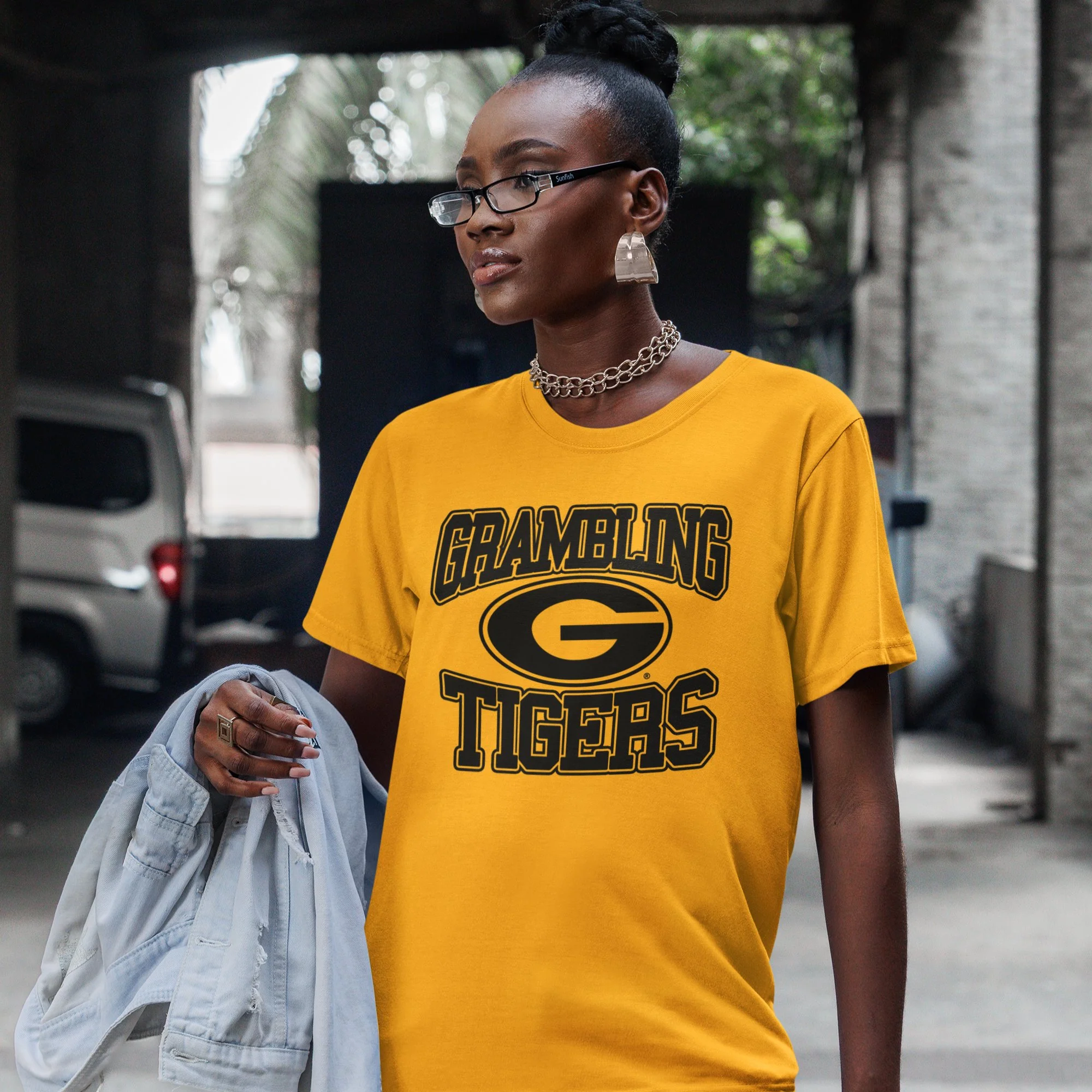 Grambling State University (GSU) Black on Black Tee/Sweatshirt - Image 3