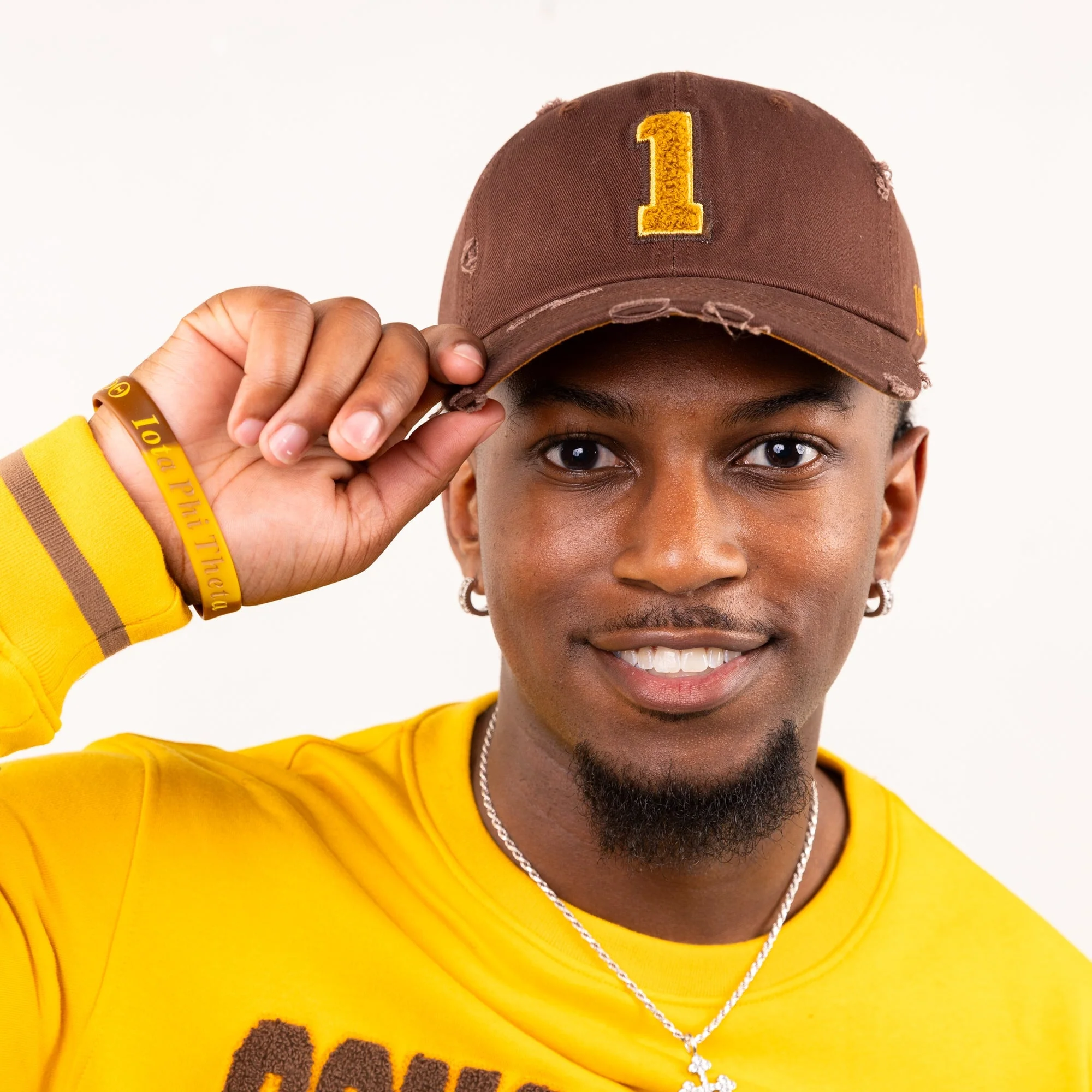 Iota Phi Theta Brown Chenille Cap with Line Number - Image 12