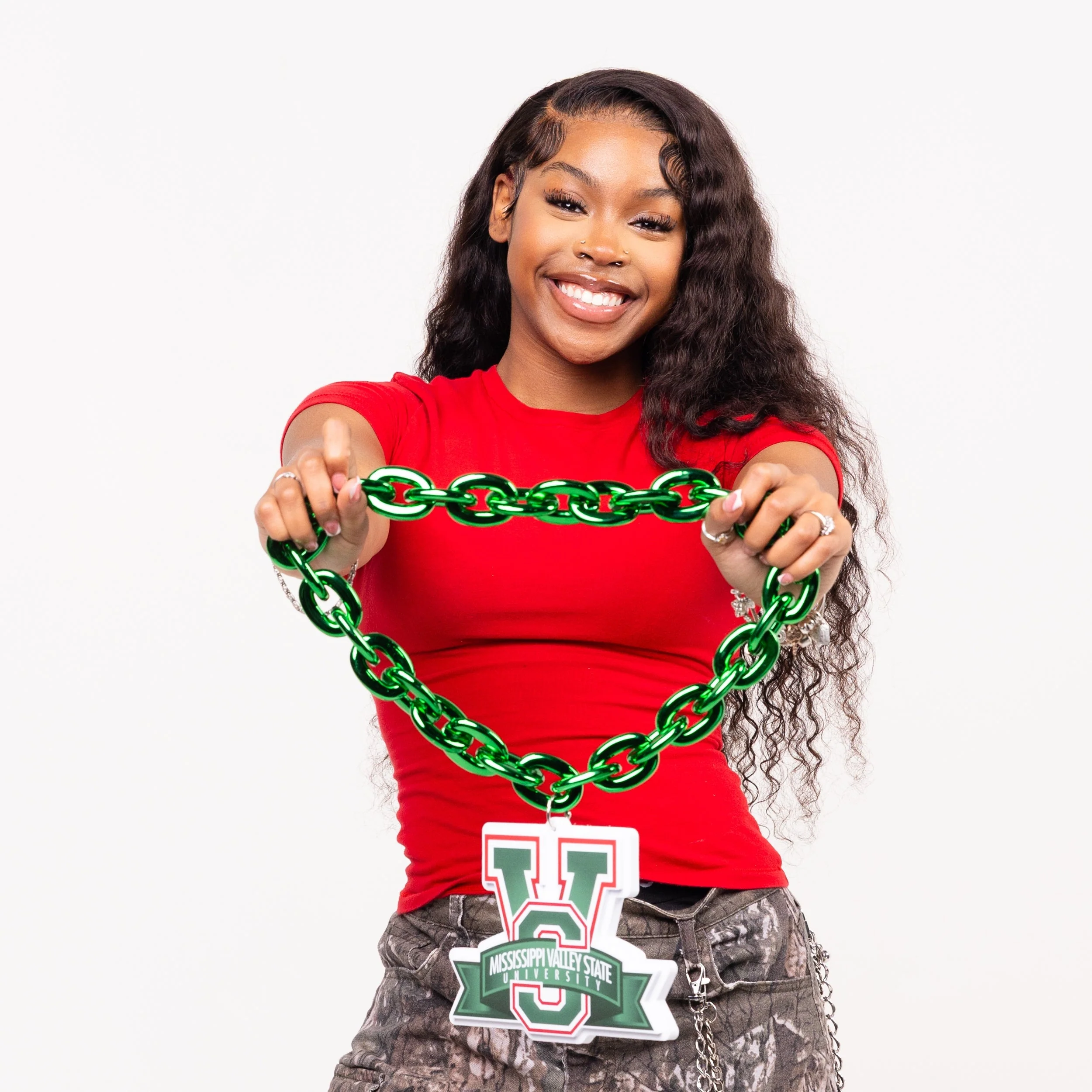Mississippi Valley State University HBCU Big Chain Necklace with 3D Foam Pendant - Image 4