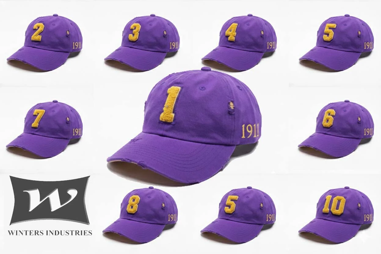 Omega Psi Phi Purple Chenille Cap with Line Number - Image 4