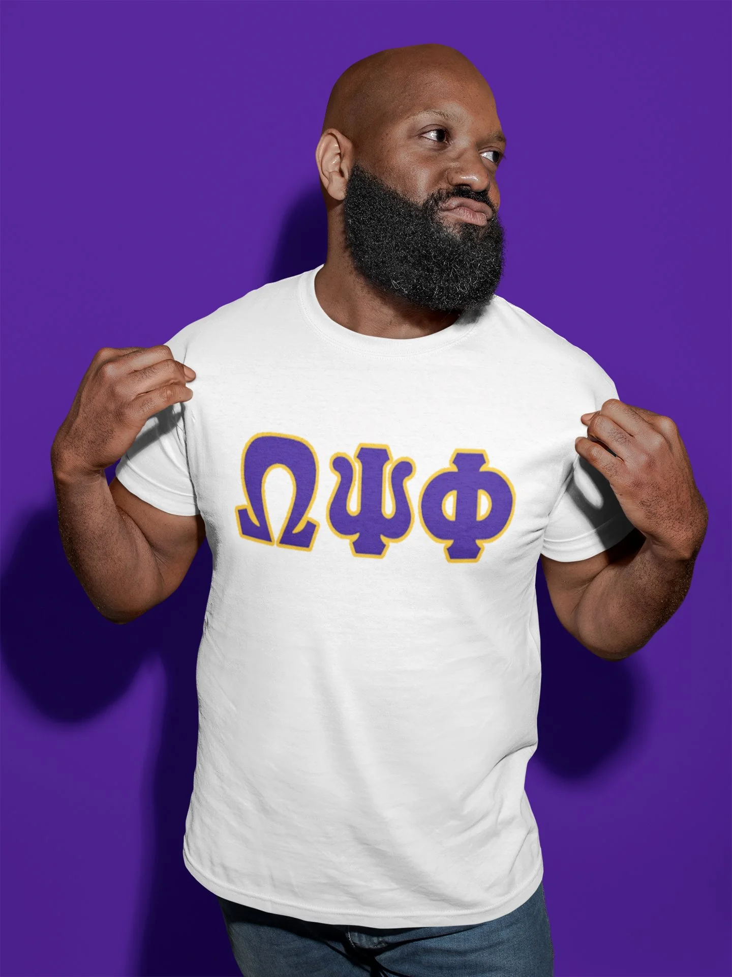 Omega Psi Phi Distressed Letter Tee/Sweatshirt - Image 4