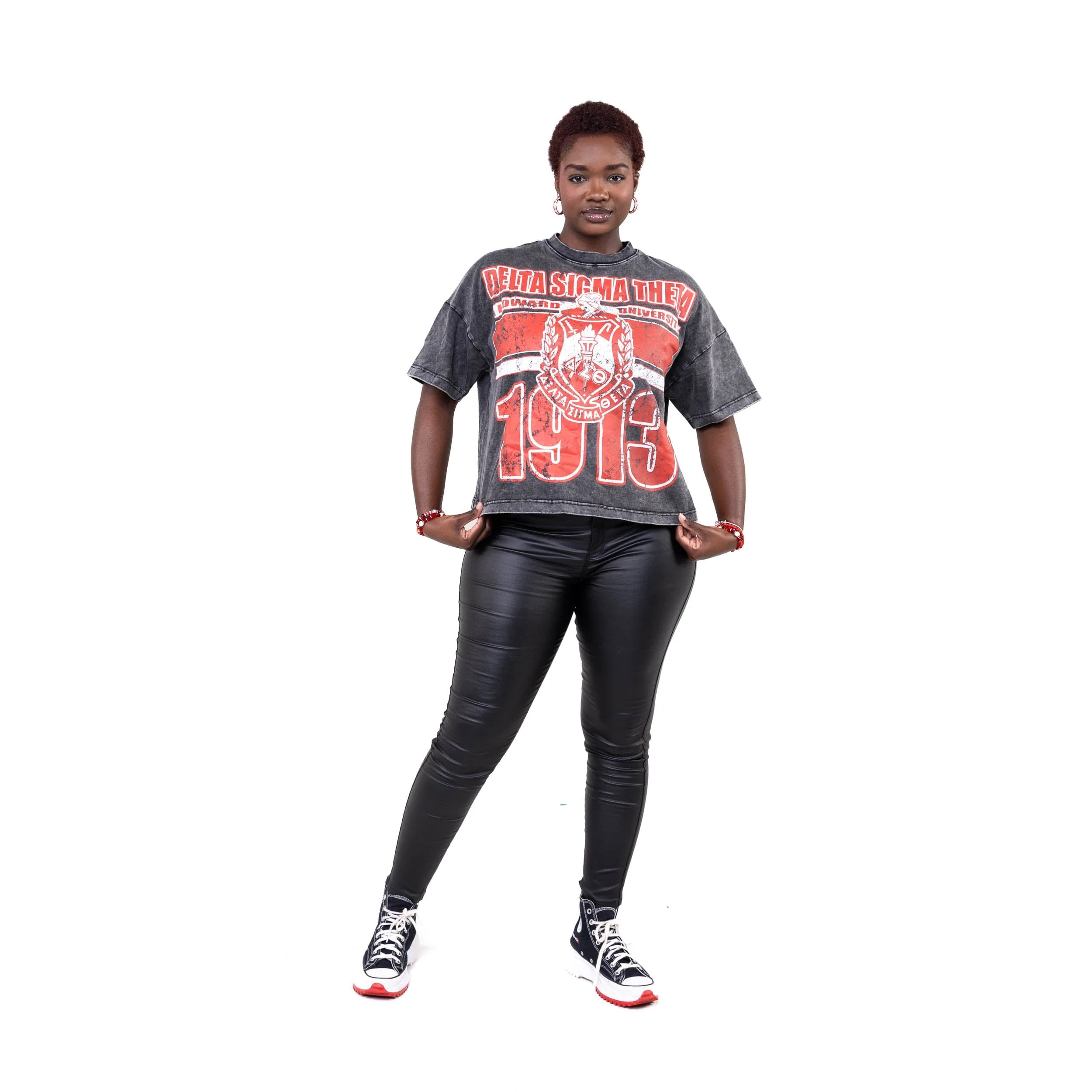 Delta Sigma Theta Oversized Acid Wash Box Tee - Image 3