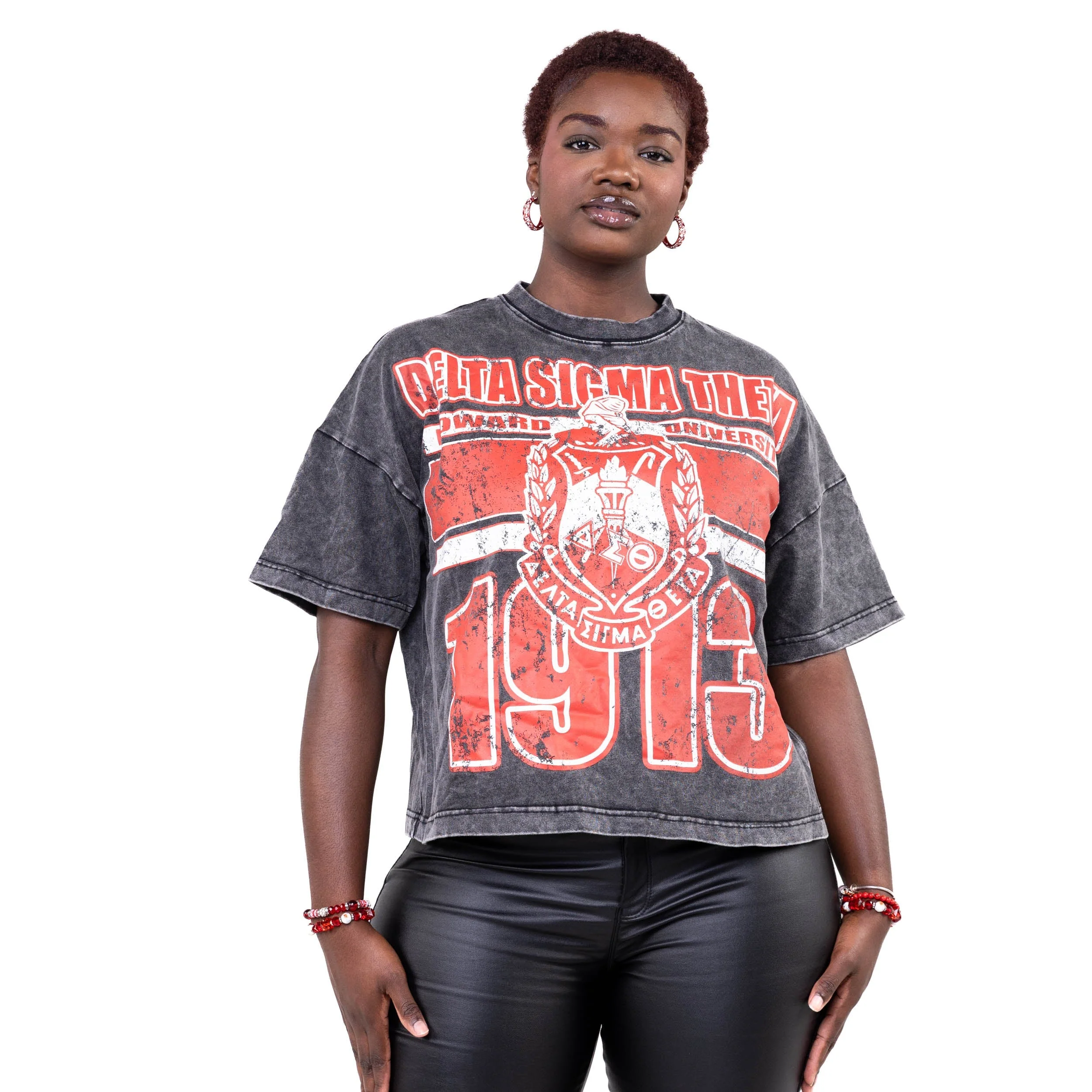 Delta Sigma Theta Oversized Acid Wash Box Tee - Image 5
