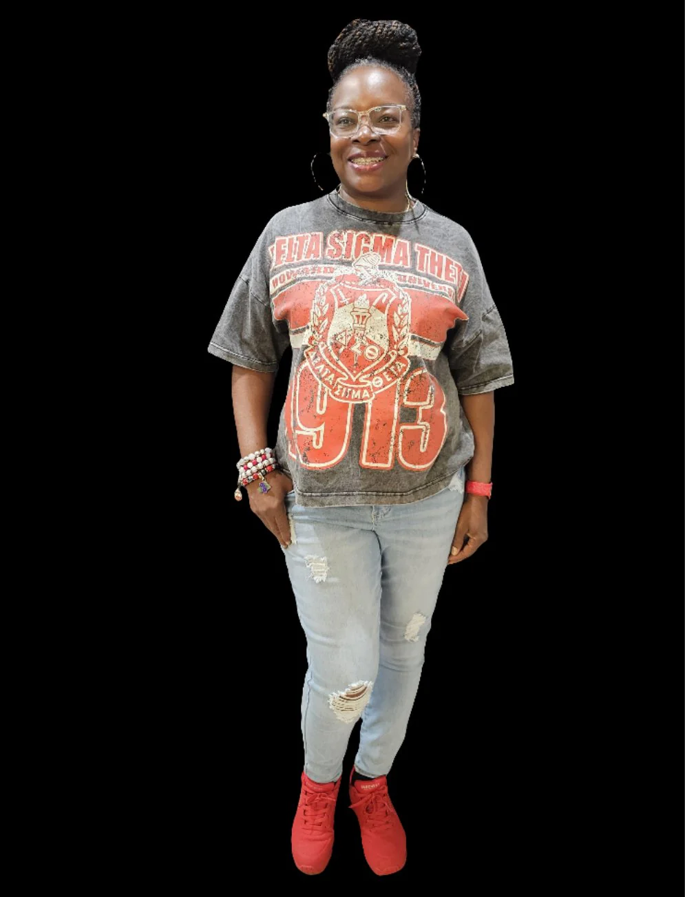 Delta Sigma Theta Oversized Acid Wash Box Tee - Image 6