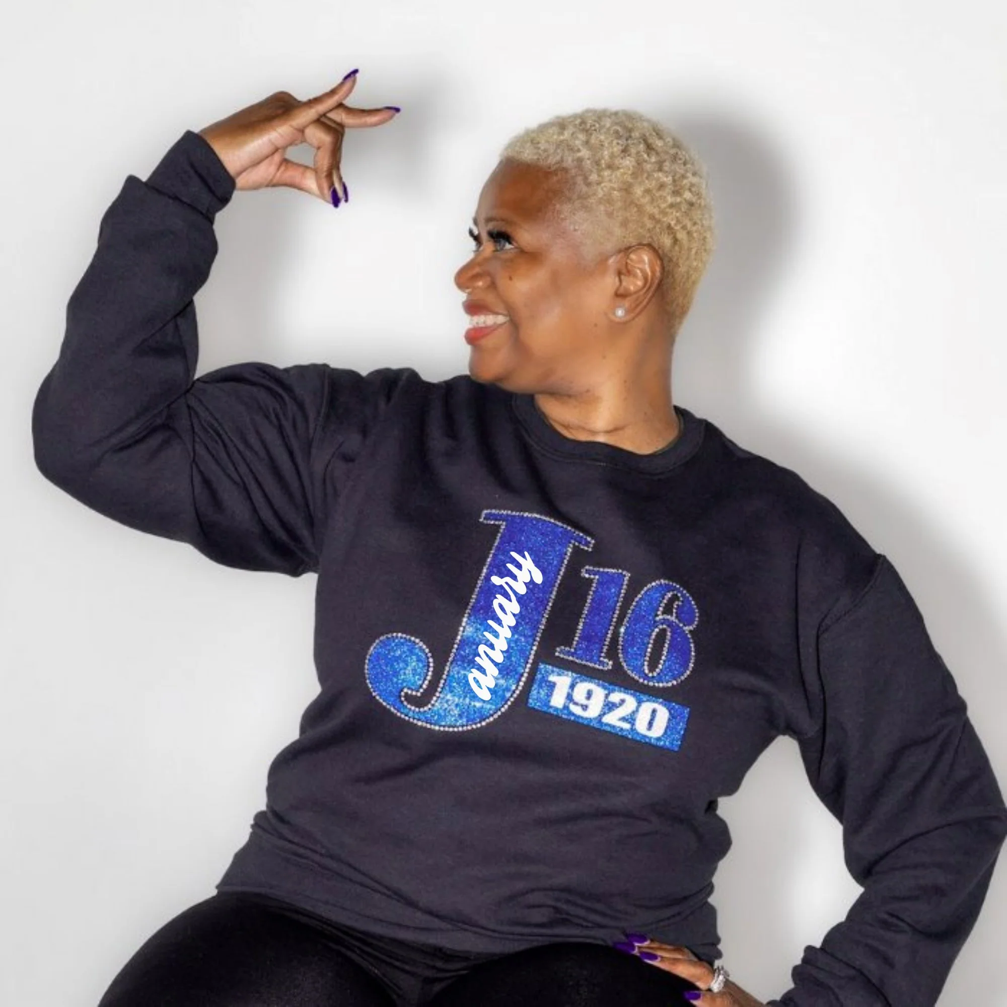 Zeta Phi Beta J16 1920 Bling and Rhinestone Sweatshirt / Tshirt - Image 6
