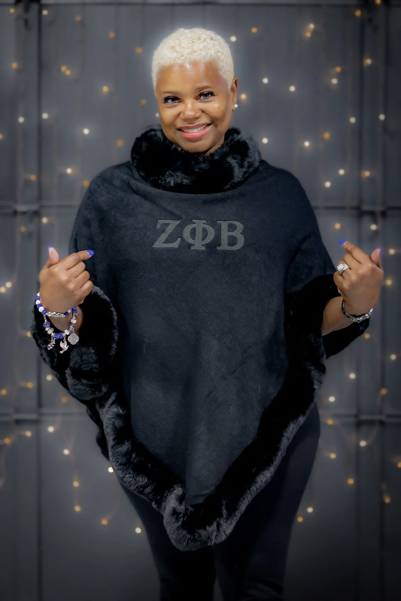 Zeta Phi Beta Embroidered Letters Fur Shawl - Image 4