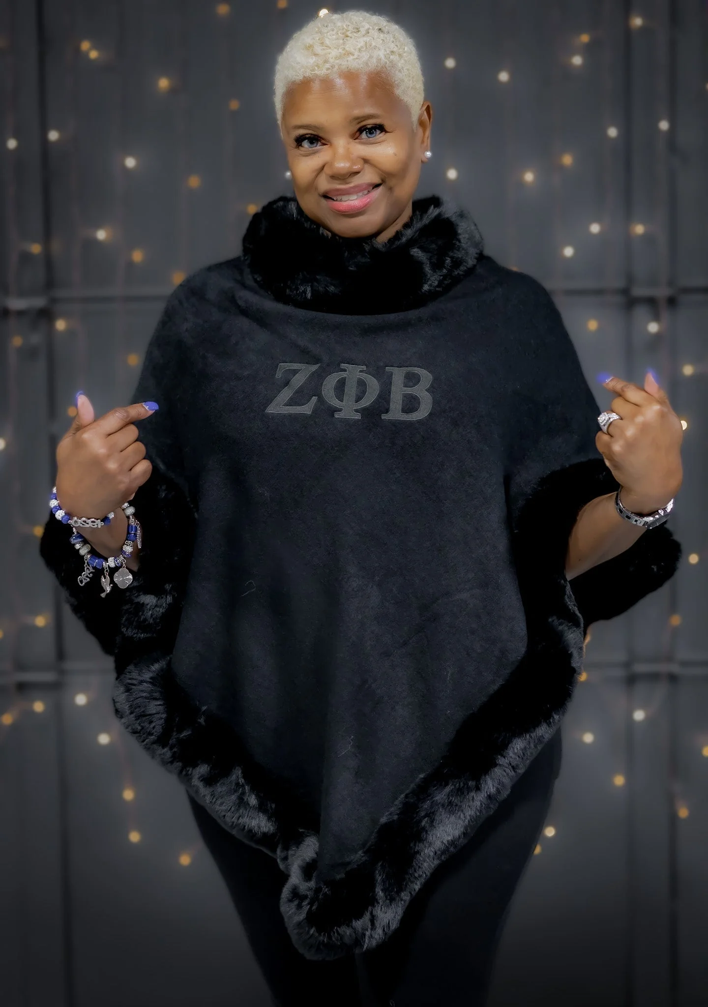 Zeta Phi Beta Embroidered Letters Fur Shawl - Image 5
