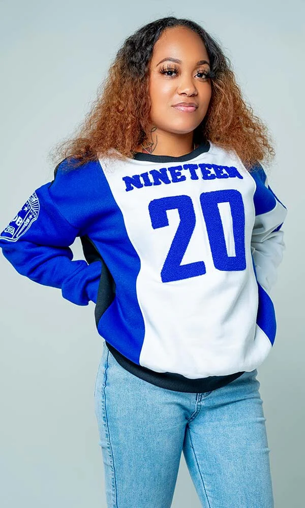 Zeta Phi Beta "J16" Nineteen 20 Chenille and Embroidered Sweatshirt - Image 3